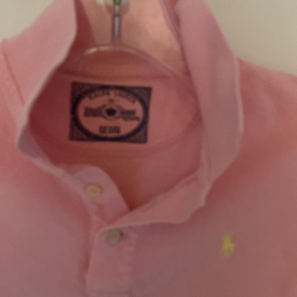 POLO RALPH LAUREN pink golf shirt yellow pony large 13/14 - Picture 2 of 4